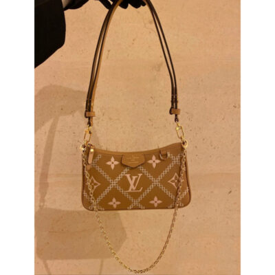 Replica Louis Vuitton Monogram Empreinte Easy Pouch On Strap M81137 Arizona Beige